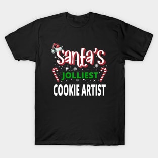 Santa's Jolliest Cookie Artist Merry Xmas on Funny Christmas T-Shirt